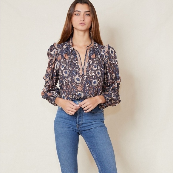ULLA JOHNSON Manet Floral Blouse Size 4 - Picture 1 of 12